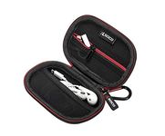 RLSOCO Earphone Storage Case, Protective Case for Mini Wired Headset and USB Cable, Multifunctional Carrying Case, PU Leather and EVA Travel Electronics Organizer (Case Only)