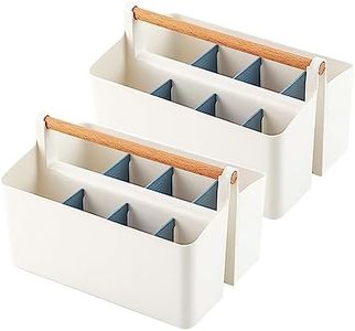 Cocheetah 2 Pack Art Caddy Organizer Portable,Marker Box, Large Pen Holder for Desk, Art Supply Storage Bin with Adjustable Dividers for Colored Pencils,Markers,Craft Organizers (Blue Divider)