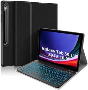 Backlit Keyboard Case for Samsung Galaxy Tab S9 FE 10.9"/ Tab S9 11", Smart case with 7color Backlight Detachable Wireless Keyboard Cover with S Pen Holder