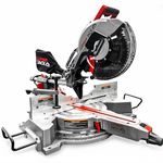 Lumberjack Professional 12 Inch Double Bevel Compound Sliding Mitre Saw with LED Shadow Light, 240V chop Saw Includes 60T Blade, 3400rpm Power saws Woodworking