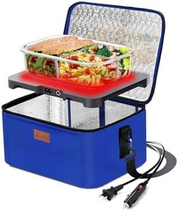 Aotto Portable Oven, 12V, 24V, 110V Food Warmer, Portable Mini Personal Microwave Heated Lunch Box Warmer for Cooking and Reheating Food in Car, Truck, Travel, Camping, Work, Home, Blue