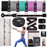 Besloor Resistance Band Set with Handles. Home Fitness Equipment for Total Body Workout - Includes Door Anchor Bands, Door Anchors and Ankle Straps - with Fitness Poster and Video (Pink)