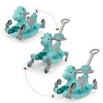 NHR 3 in 1 Rock & Ride Horse Rider Kids Ride On Car for Kids Toy with Rocker Parental Handle Rotating Wheel | Head & Protective Armest Ages 2-3 Year (Green)