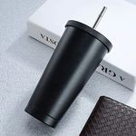 Penny Wise Gifts, Stationery, Party Supplies Premium Stainless Steel Insulated Sipper | Minimal Design | 500 Ml | Stainless Steel Straw & Sipper | Dishwasher Safe | Keeps Hot & Cold (Black)