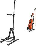 Eastar Violin Stand Viola Stand with Bows Hook Holder Portable Adjustable, Electric Guitar Stand, for Bass/Ukulele/Mandolin/Banjo,Easy to Install and Sturdy,Black EST-006