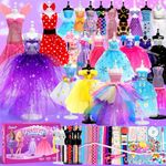 Sunrad 1000+ PCS Fashion Designer Kits for Girls with 5 Mannequins, DIY Arts & Crafts Sewing Kit for Kids Doll Clothes Making Toys, Birthday Christmas Gifts for Girls Age 6 7 8 9 10 11 12+