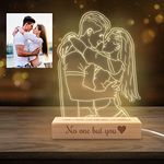 Xiuyours Personalized Night Light Custom 3D Photo Lamp with Picture Text Engraved, Customized Birthday Anniversary Valentine's Day Lights Gift for Wife Husband Girlfriend Her Him