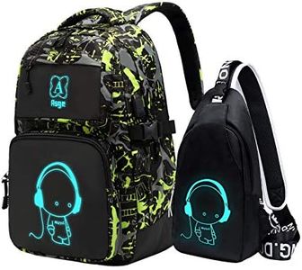 Asge boys backpack for kids camo bookbag for middle school bags travel back pack, Green, Medium, Rucksack Backpacks