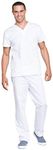 Cherokee Men and Women Scrub Set, Modern Fit V-Neck Scrub top with Mid Rise Drawstring Pants WW530C, XL, White