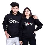 The Tee Shop Unisex Cotton Hooded Neck Couple Hoodies (Couple Hoodies_Soul Mate_Black_Male -XL, Female -S)