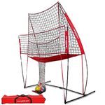 PowerNet Volleyball Practice Net Station | 8 ft Wide by 11 ft High | Ball Return | Great for Hitting and Serving Drills | Perfect for Team or Solo Training | Three Minute Setup | Bow Style Frame