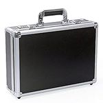 DOMOHO Aluminum Hard Case with Customized Foam Men Briefcase Laptop Case Portable Carrying Case 40x28x12cm Black Medium