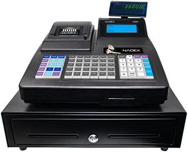 Nadex CR600 Cash Register, 9500 PLU Lookups 60 Dept 50 Clerks, 5 Bill 8 Coin Compartments 2 Check Slots Heavy Duty Steel Cash and Coin Drawer, Two Displays, Multiport