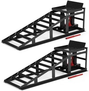 GarveeTech 2 Pack Car Ramps, 5T 12,000 Lbs Hydraulic High Lift Service Automotive Car Lift, Low Profile Heavy Duty Car Ramps for Oil Changes, Fully Welded Structure Home Garage Auto Lifts, Black