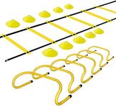 TNZMART Yellow Sports Speed Agility Training Set Agility Ladder Hurdles Set Equipped with 10 Disc Cones