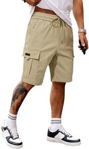 JMIERR Mens Stretch Cargo Shorts Cotton Classic Drawstring Relaxed Fit Extreme Motion Hiking Shorts,US 40(2XL),Beige