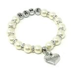 Personalised Bridesmaid Flower Girl Wedding Charm Bracelet Free Gift Bag