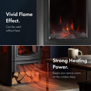 VonHaus Panoramic Electric Stove Heater – Freestanding Fireplace