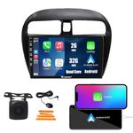 Kunfine Car CarPlay Android Auto Navigation Stereo GPS Radio Reverse Camera Display 9" IPS Touchscreen Headunit Tablet Pad Media Player for Mitsubishi Mirage 2012-2018, if Applicable Quad Core 2G+32G