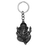 M Men Style Hindu God of Beginnings Lord Shree Ganesh Shiva' Son Locket With Chain Grey Zinc Metal 00 Keychain And Keyring Gift For Men And Women