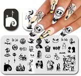 Halloween Nail Stamping Plate Nightmare Before Christmas Nails Stamping Kit The Day of Dead Ghost Holiday Nail Stamping Plate Nail Stamper Kit for Women Girls DIY Salon