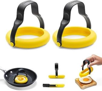 Dreamfarm Flegg 3-In-1 Flexible Silicone Egg Rings, Flippers, & Servers Safe on Non-Stick - Pack of 2, Yellow/Black