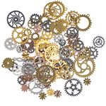 FOCCTS Jewelry Cogs 100 Grams Assorted Antique Steampunk Gears Charms Cogs, for Jewelry Making Accessory & Crafting, Mixed Colors