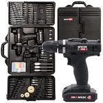 MYLEK MYBMC092 18V Cordless Drill Electric Driver Set, Lithium Ion Battery, 18 Volt Combi Screwdriver Pack, Black, 151 DIY Piece Accessory Kit and Carry Case