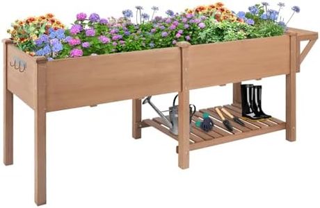 ketive Raised Garden Bed with Legs Outdoor,Elevated Garden Box,Storage Shelf, Protective Liner for Backyard,Patio,Balcony,80x23x30in (Brown)