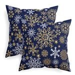 CaliTime Cushion Covers Pack of 2 Cozy Fleece Throw Pillow Cases Covers for Couch Bed Sofa Christmas Snowflakes Both Sides 45cm x 45cm Navy Blue