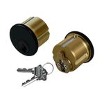 AIsecure Brass Mortise Cylinder Lock with 2 SC Keyway Keys Standard Commercial Door Lock Cylinder 2 Pack Storefront Doors Lock Replacements for Aluminum Door Black