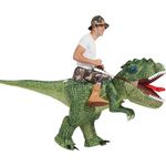 One Casa Inflatable Costume Dinosaur Riding T Rex Air Blow up Funny Party Halloween Costume for Adult, Multicolor, One Size