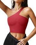 LASLULU Sports Bras for Women Sleeveless Sexy Summer Tank Tops Longline Workout Bra Casual Going Out Tops Crop Tops(Red Medium)