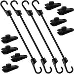 Bungee Cords with Dual Hooks, 24 inch Heavy Duty Gust Bungee Straps and Tarp Clips Heavy Duty Lock Grip for Funiture Outdoor Camping,Awning, Car Covers, SUVs, Trucks, Vans Car Cover Wind Protector