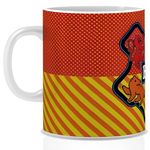 MC SID RAZZ - Harry Potter Infographic Red Coffee Mug 350ml (with Gift Coaster) - Officially Licensed by Warner Bros USA (Hogwarts Sigil Kawai)