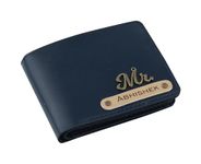 AICA Personalized Name & Charm Leather Wallet for Men (NavyBlue) | Birthday Anniversary Wedding Gifts for Husband Groom Friend Men