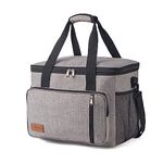 15L Cooler Bag Thermal Insulated Picnic Family Lunch Bag Waterproof Cool Bags Large Shopping Bag for Beach Picnic Camping Travel Grey