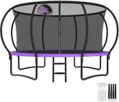 YORIN Tranpoline 16FT Tranpoline for Kids and Adults 1500LBS Recreational Tranpoline with Basketball Hoop, Enclosure Net, Back Yard Heavy Duty Outdoor Pumpkin Tranpolines, ASTM Approved