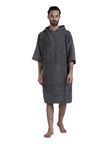 ALLEN & MATE Hooded Towel Poncho for Adults 100% Terry Cotton Changing Robe with Hood & Pockets for Beach, Swimming (S-M, Charcoal)