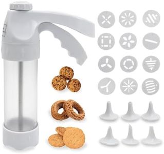 kathson Cookie Press Gun Kit Cookie Press For Baking, Spritz Cookie Press with 12 Cookie Discs+6 Icing Nozzle Spritz Cookie Press Gun Kit for DIY Biscuit Cake Icing Decoration