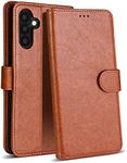 Case Collection for Samsung Galaxy A54 5G Phone Case - Premium Leather Folio Flip Cover | RFID-Technology | Kickstand | Money and Card Holder Wallet | Compatible with Samsung A54 Case Brown
