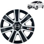 PRIGAN Wheel Cover for Grand I10 14 Inch Black Silver Wheel Cap (Available in 12,13,14,15 Inch) (Set of 4 Pcs) (Press Fitting) Model- GTX-DC-14