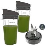 Replacement 16oz cup and 12oz cup with Snip Seal Lid,Blade Assembly - 304KKU, Compatible with Ninja Professional Countertop Blender with 1100-Watt BL620C,BL621,BL660,BL660W,BL660B 3BL660WM,BL661BBYC