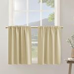 PANELSBURG Kitchen Curtains for Windows,Short Thermal Insulated Winter Small Door Curtains for Door Window,24 Inch Length,Beige