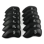 Craftsman Golf 12pcs Thick Synthetic Leather Golf Left Handed Iron Head Covers Set Headcover Fit All Brands Callaway, Ping, Taylormade, Cobra, Etc. for Left Handed