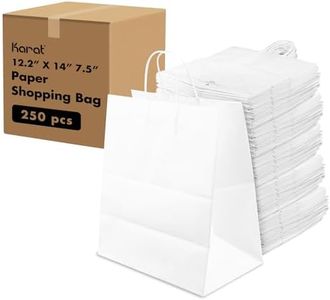 Karat Large White Paper Shopping & Gift Bags with Handle for Retail & Small Business, Sturdy, BPA & PFAs Free - 250pcs