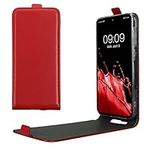 kwmobile Vertical Flip Case Compatible with Samsung Galaxy A55 5G - Case PU Leather Protective Flip Cover with Magnet - Dark Red