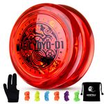 YOSTAR Responsive Yoyo for Kids D1, 2A Looping Yoyo for Beginner, Easy to Play Looping Tricks, Plastic Yoyo Ball with 6 Yoyo Strings + Yo Yo Glove + Yo-Yo Bag (Red)