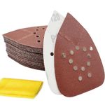 Black and Decker Mouse Sander Pads 120 Grit 50 Pack, Detail Palm Sand Paper Set, 12 Hole Hook and Loop Sanding Pads, Mouse Sander Sandpaper by S&F STEAD & FAST