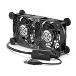 ELUTENG USB Cooling Fan 80mm Dual Row 2 in 1 with 3 Speed Adjustable USB PC Computer Fan 5V Electronics USB Cooling Fan with 8 Shock-Absorbing Feet for Cabinet/Router/PS5/Laptop/TV Box